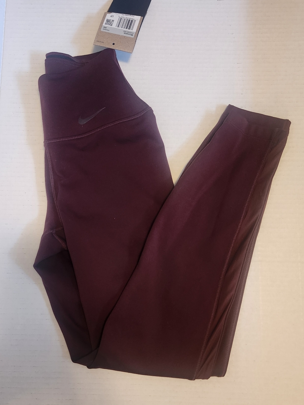Nike Maroon High-Waist Leggings Size Xs New!